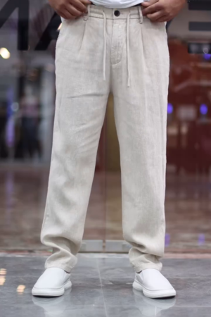 Men Linen Mid-Rise Slim Fit Chinos Trousers