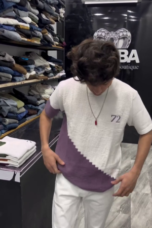 Men White Colorblock T-Shirt