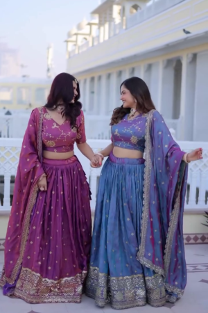 SILK LEHENGA CHOLI WITH ZARI EMBROIDERED WORK B