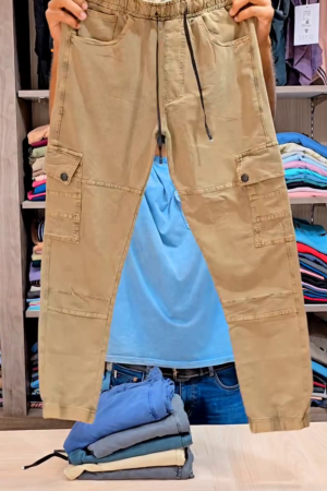 Krystle Men's Cargo Lower Pants - Stylish & Comfortable | Multiple Pockets | Durable Fabric for Everyday Wear (Khaki Multisize)