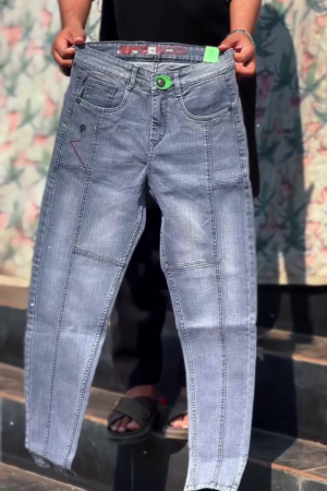 Boys Lt Grey six Pocket Cargo Jeans with Patches