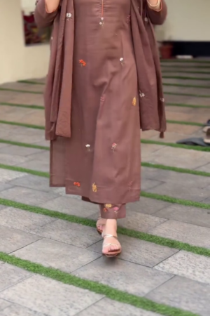 Women’s Pure Fine Cotton Embroidered Kurti Pant Dupatta Set