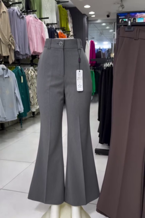 Women Relaxed Straight Leg Slim Fit High-Rise Bootcut Formal Office Trousers
